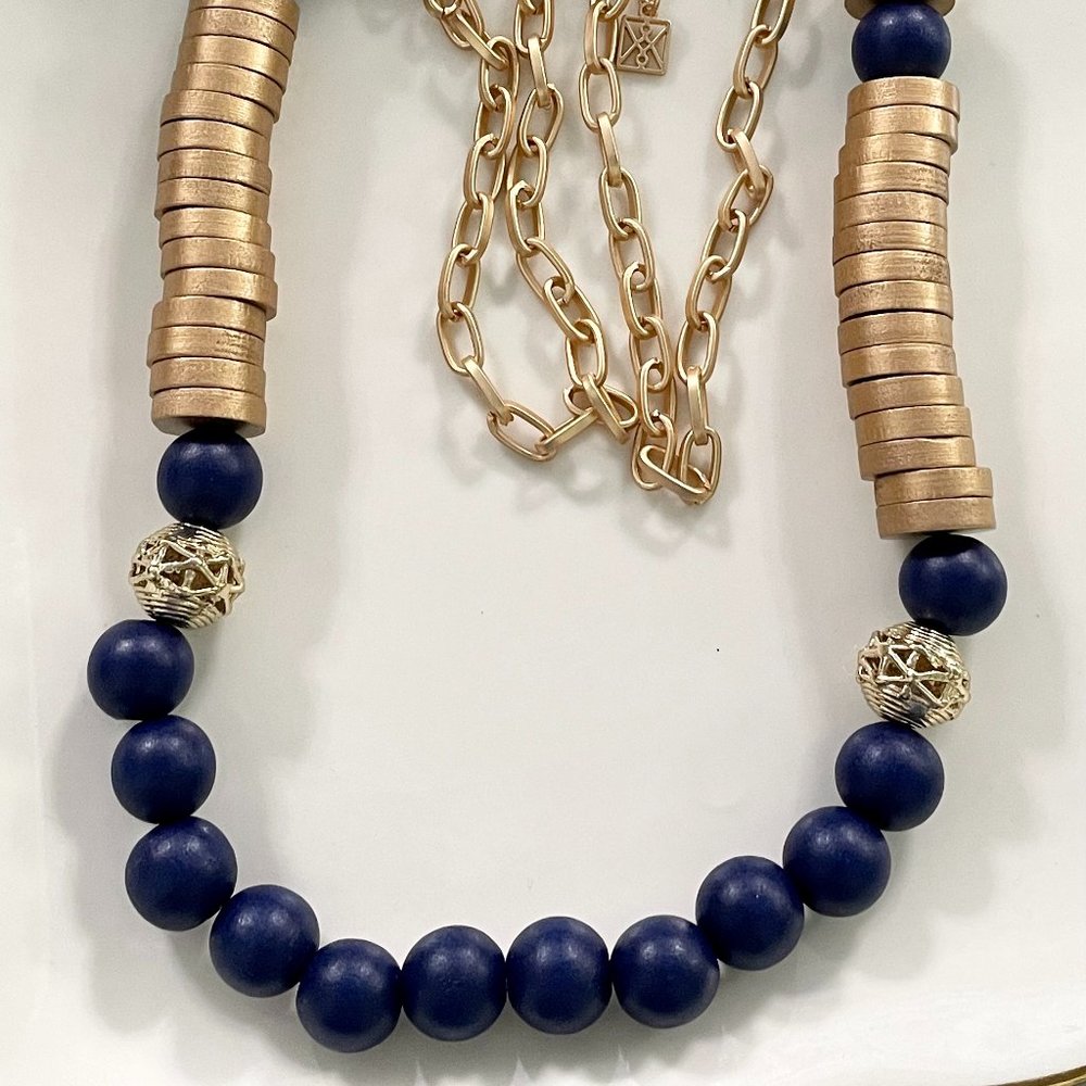 Delray Navy and Gold Necklace